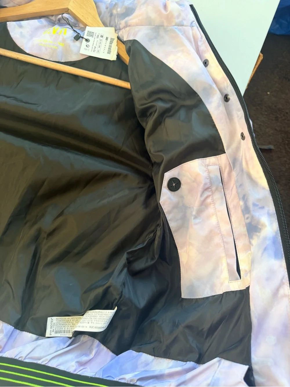 Zara Lavender Tie-Dye Puffer Jacket for Kids